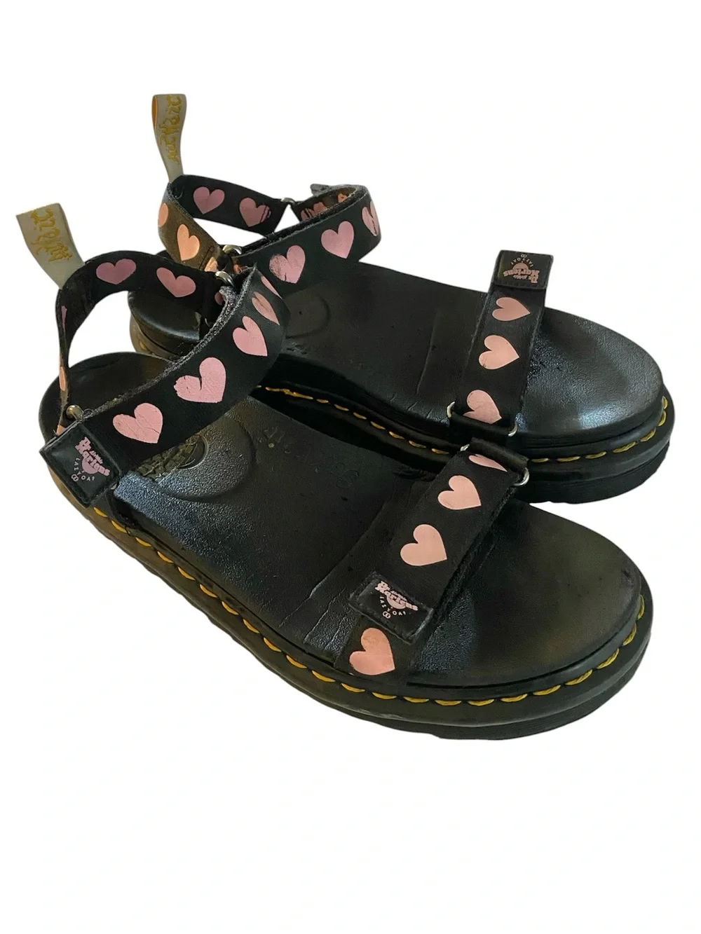 Dr. Martens Lazy Oaf Heart Print Platform Sandals Size 9 Whimsigoth